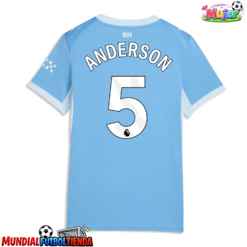 Camiseta Manchester City Elliot Anderson #5 Primera Equipación Replica 2026-27 para mujer mangas cortas